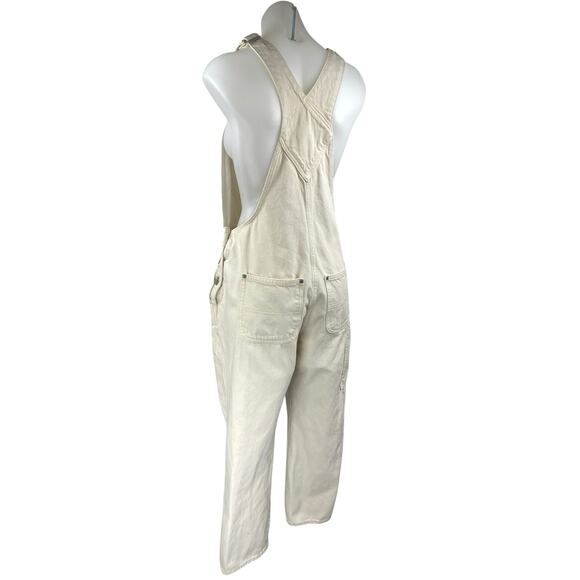 Old Navy Womens Cream Sleeveless Pocket Straight Leg Overall Jumpsuit Size 4 - Picture 2 of 5